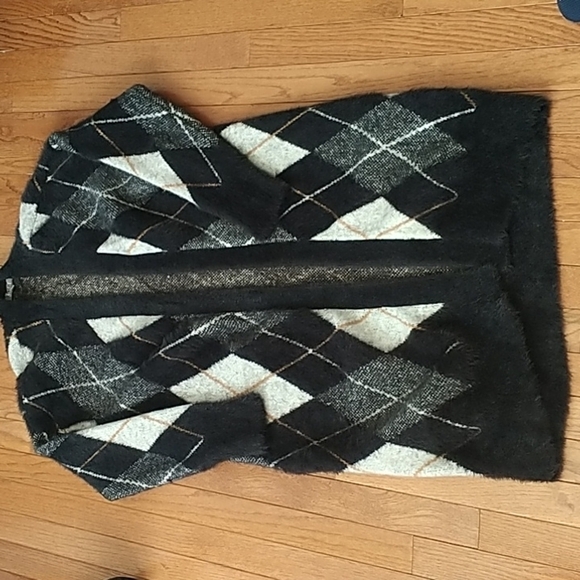 Marled Sweaters - Marled Argyle Grey/Black Sweater Coat Jacket sz S